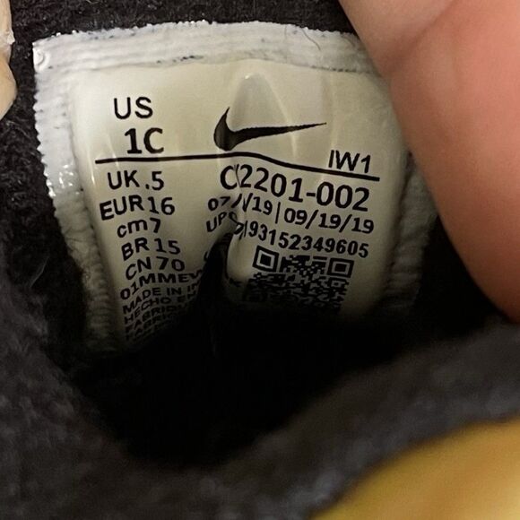 Nike Air Forcé 1 Infant Toddlers Black Gold Low Crib Shoes CK2201 002 Size 1C - Picture 7 of 8